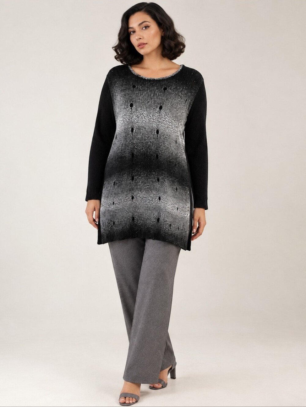 Penningtons Unique Cutout Ombre Knit Sweater Plus